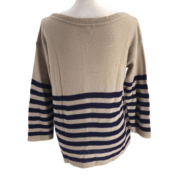 One A Womens Size Large Textured Knit Nautical Striped Sweater Boxy Fit Pullover - Picture 2 of 8